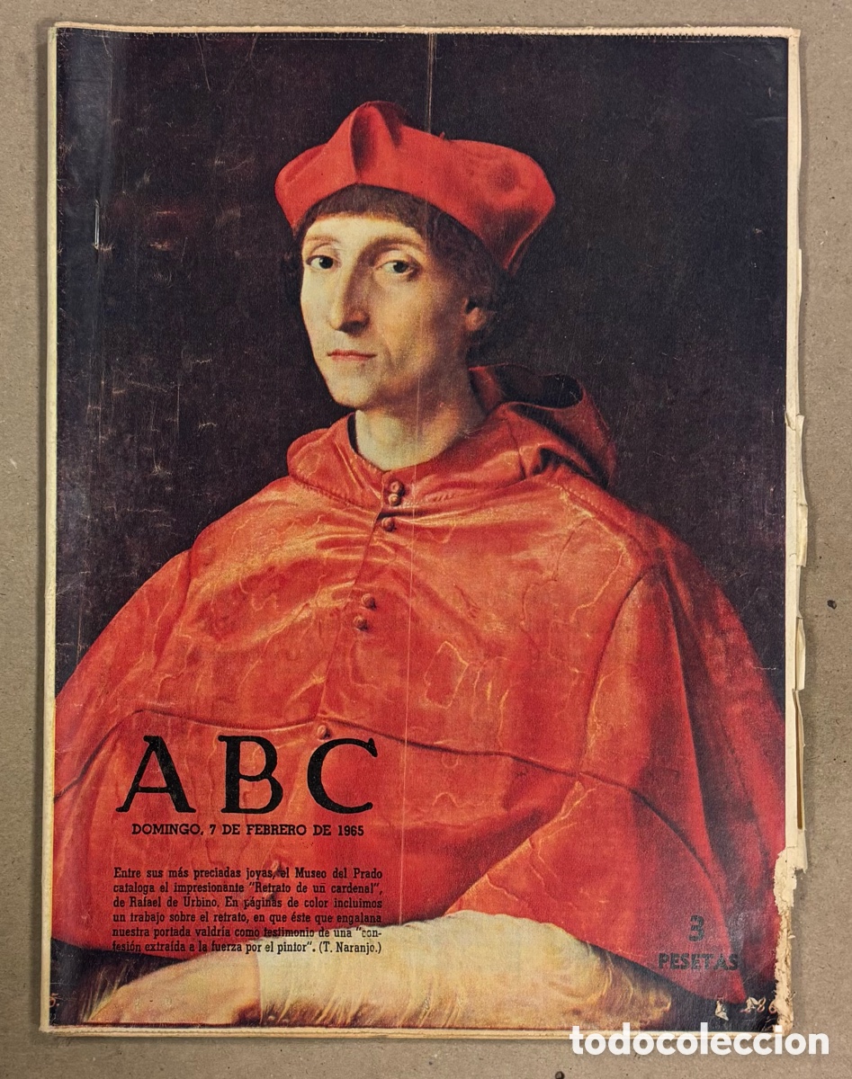 Coleccionismo de revistas y peri&oacute;dicos: ABC (7 FEBRERO 1965) &ldquo;RETRATO DE UN CARDENAL&rdquo; RAFAEL DE URBINO, NYLDA ELENA PETIT, REAL MADRID