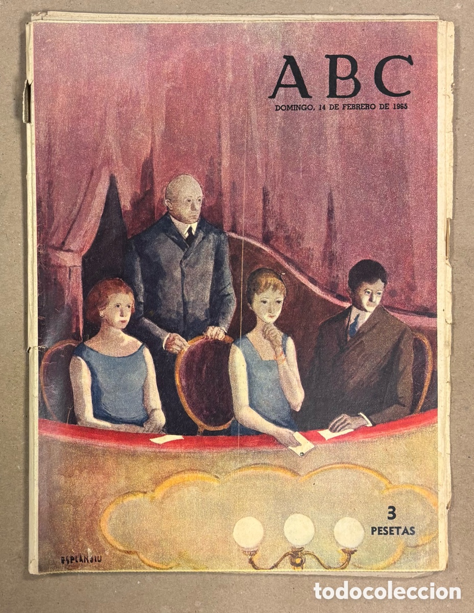 Coleccionismo de revistas y peri&oacute;dicos: ABC (14 FEBRERO 1965) ESPLANDIU, MEDALLA NURIA ALSINA DE VILLARASA VALENCIA, CENTENARIO DE GANIVET