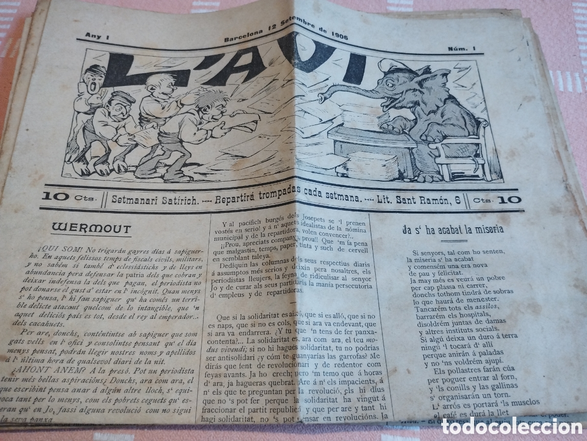 Collezionismo di Riviste e Giornali: L'Avi setmanari sat&iacute;ric Barcelona any 1906 lote de 10 n&uacute;meros