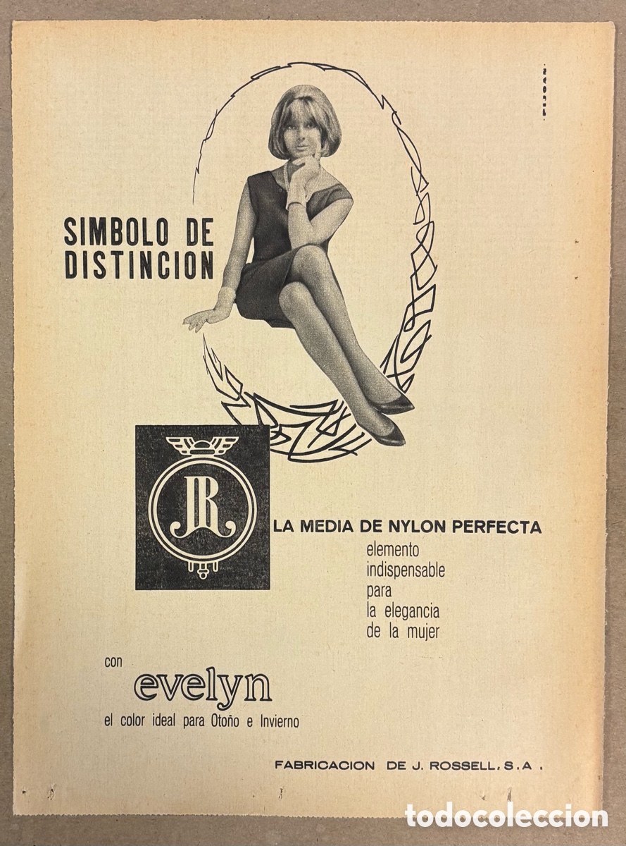 Collectionnisme de Revues et Journaux: MEDIAS DE NYLON EVELYN. ANUNCIO PUBLICITARIO PERI&Oacute;DICO ABC A&Ntilde;OS 60.