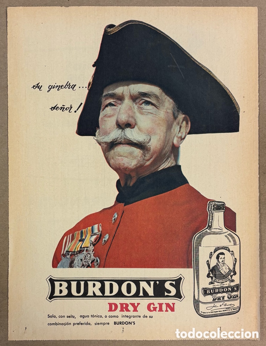 Colecionismo de Revistas e Jornais: BURDON&rsquo;S DRY GIN. ANUNCIO PUBLICITARIO PERI&Oacute;DICO ABC A&Ntilde;OS 60.