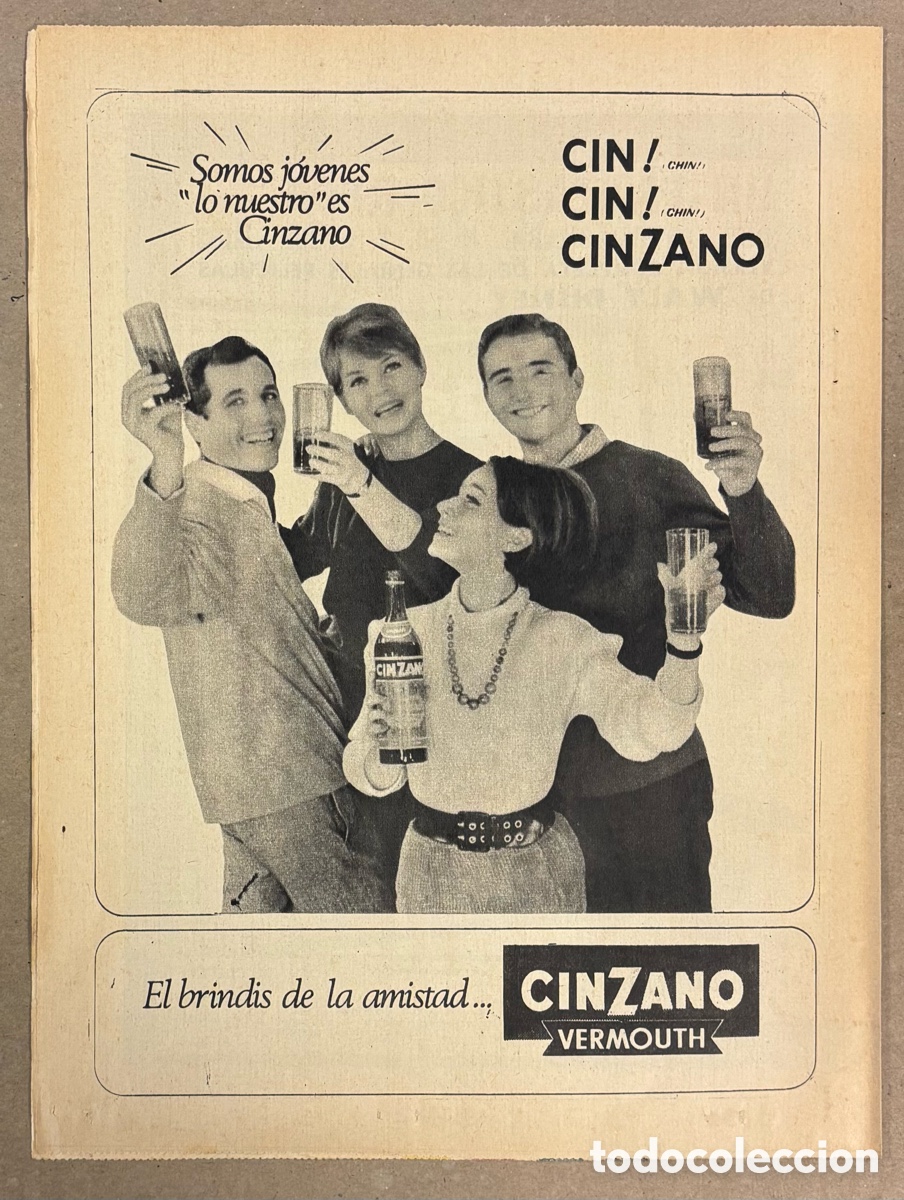 Coleccionismo de revistas y peri&oacute;dicos: VERMOUTH CINZANO. ANUNCIO PUBLICITARIO PERI&Oacute;DICO ABC A&Ntilde;OS 60