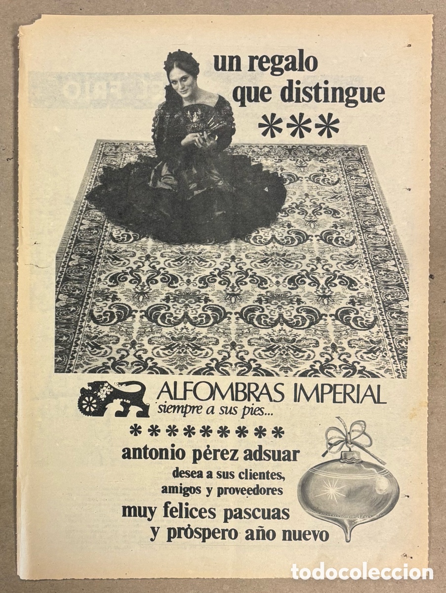 Coleccionismo de revistas y peri&oacute;dicos: ALFOMBRAS IMPERIAL (MADRID). ANUNCIO PUBLICITARIO PERI&Oacute;DICO ABC A&Ntilde;OS 60.