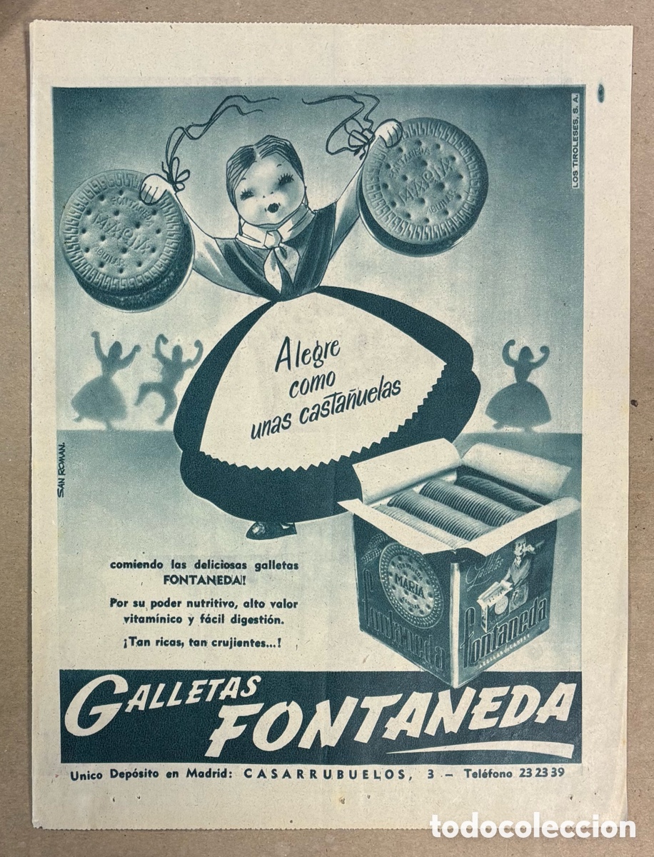 Coleccionismo de revistas y peri&oacute;dicos: GALLETAS FONTANEDA. ANUNCIO PUBLICITARIO PERI&Oacute;DICO ABC A&Ntilde;OS 50