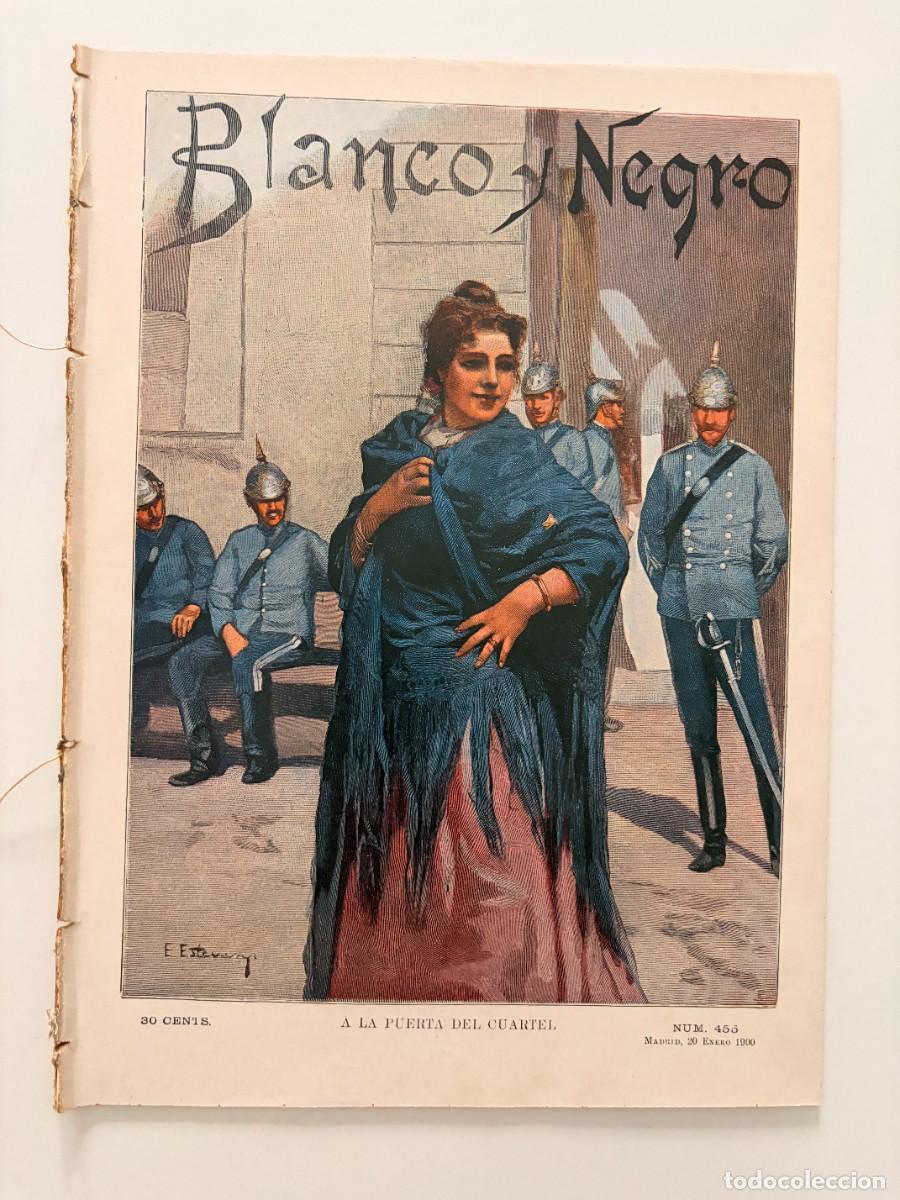 Coleccionismo de revistas y peri&oacute;dicos: REVISTA BLANCO Y NEGRO. N&ordm; 455. ENERO 1900. LA REINA DE PORTUGAL. EN EL TEATRO DE APOLO. LEER