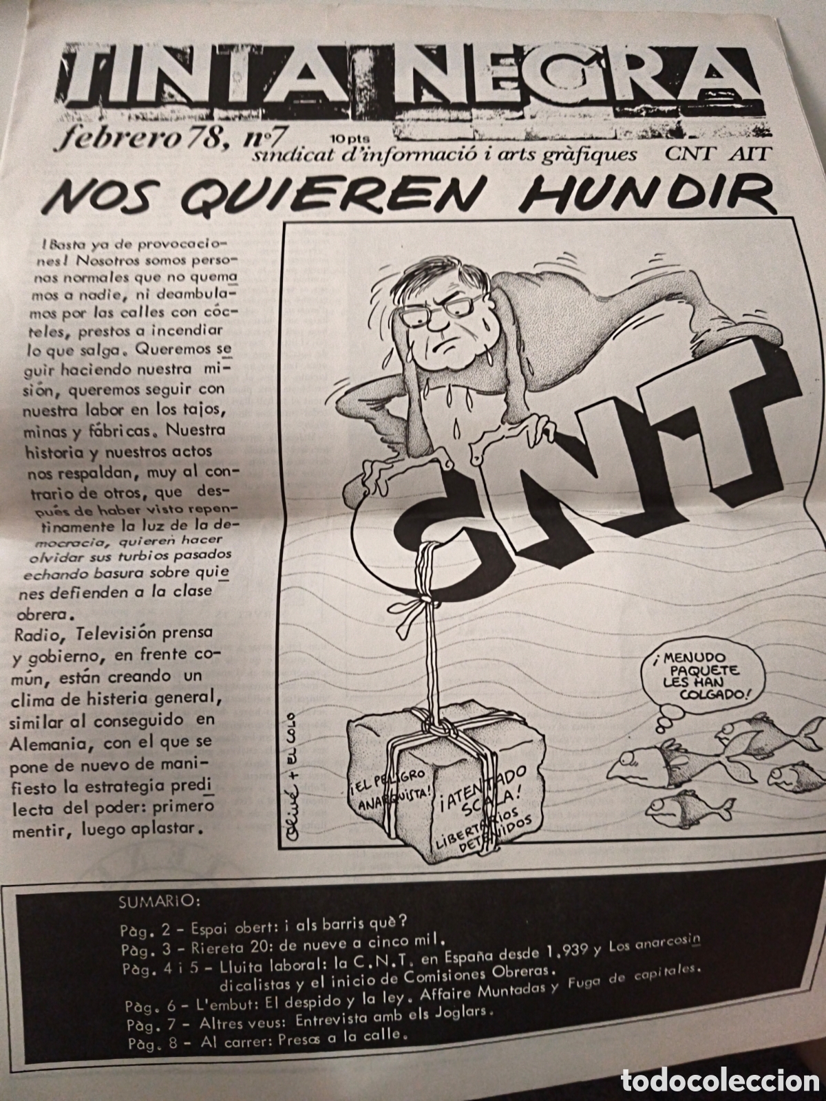 Collection Magazines and Newspapers: Peri&oacute;dico Tinta Negra. N&uacute;mero 7. 1978.