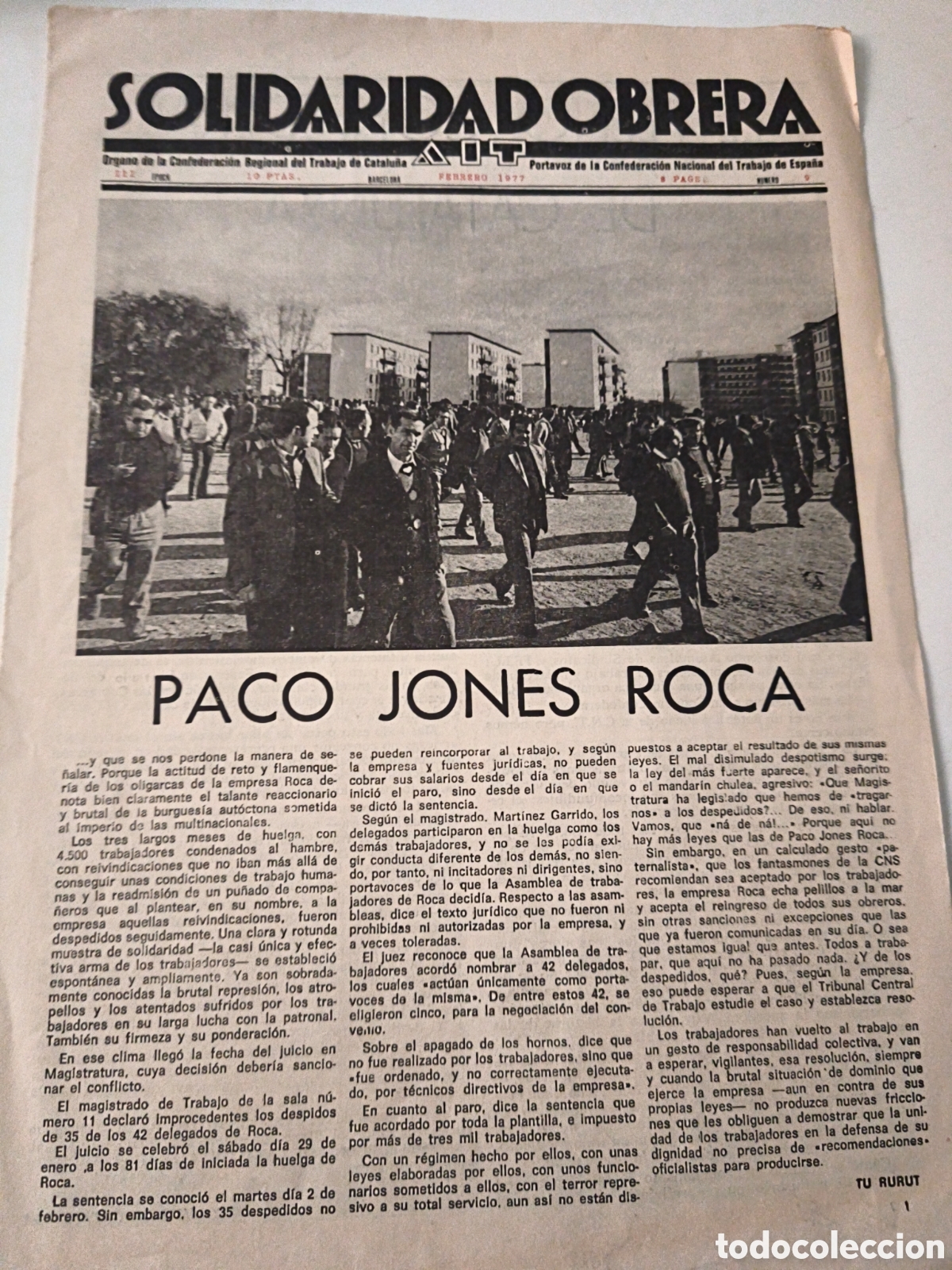 Colecionismo de Revistas e Jornais: Solidaridad Obrera. AIT. Febrero 1977