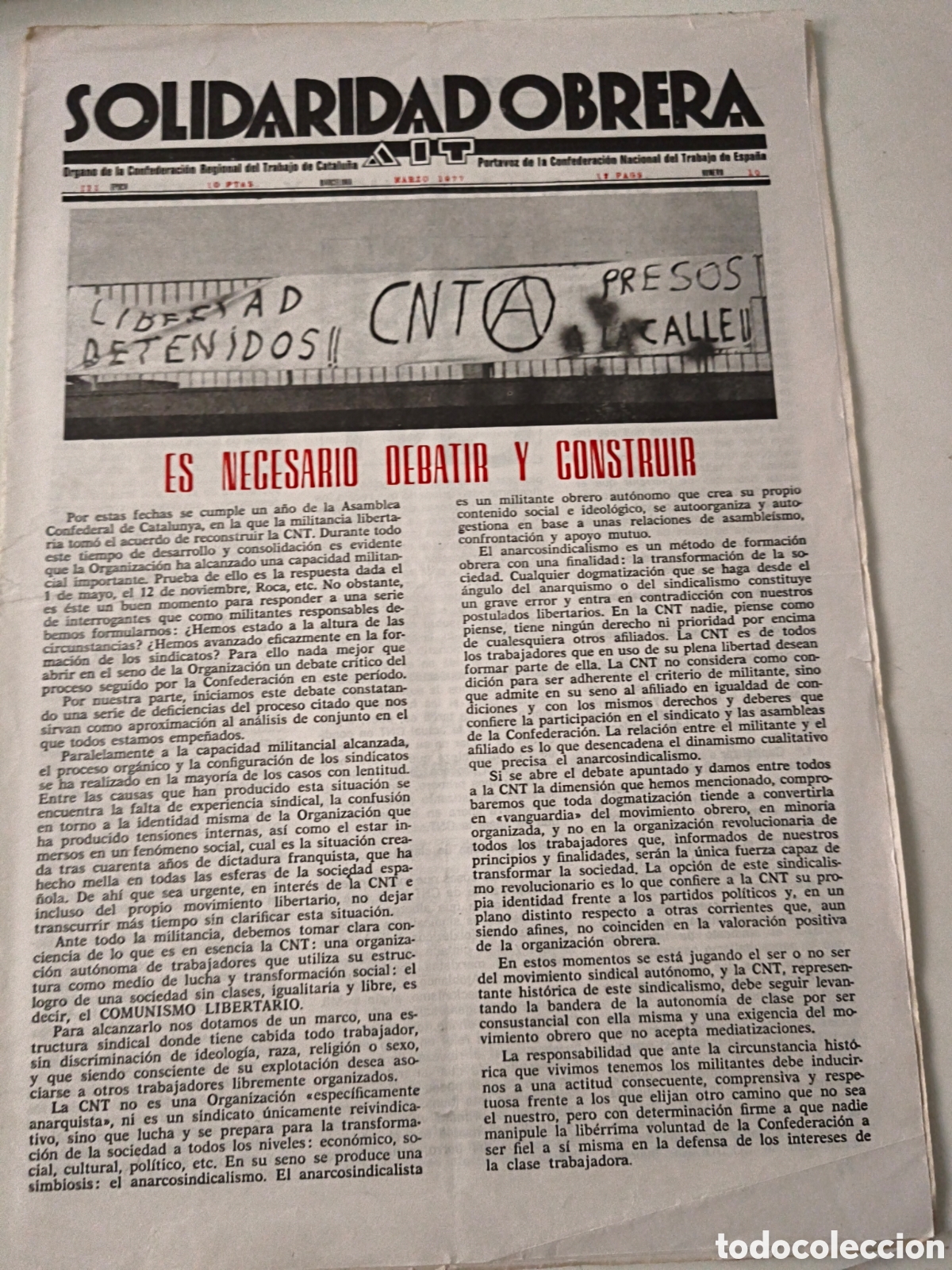 Colecionismo de Revistas e Jornais: Solidaridad Obrera. AIT. Marzo 1977.