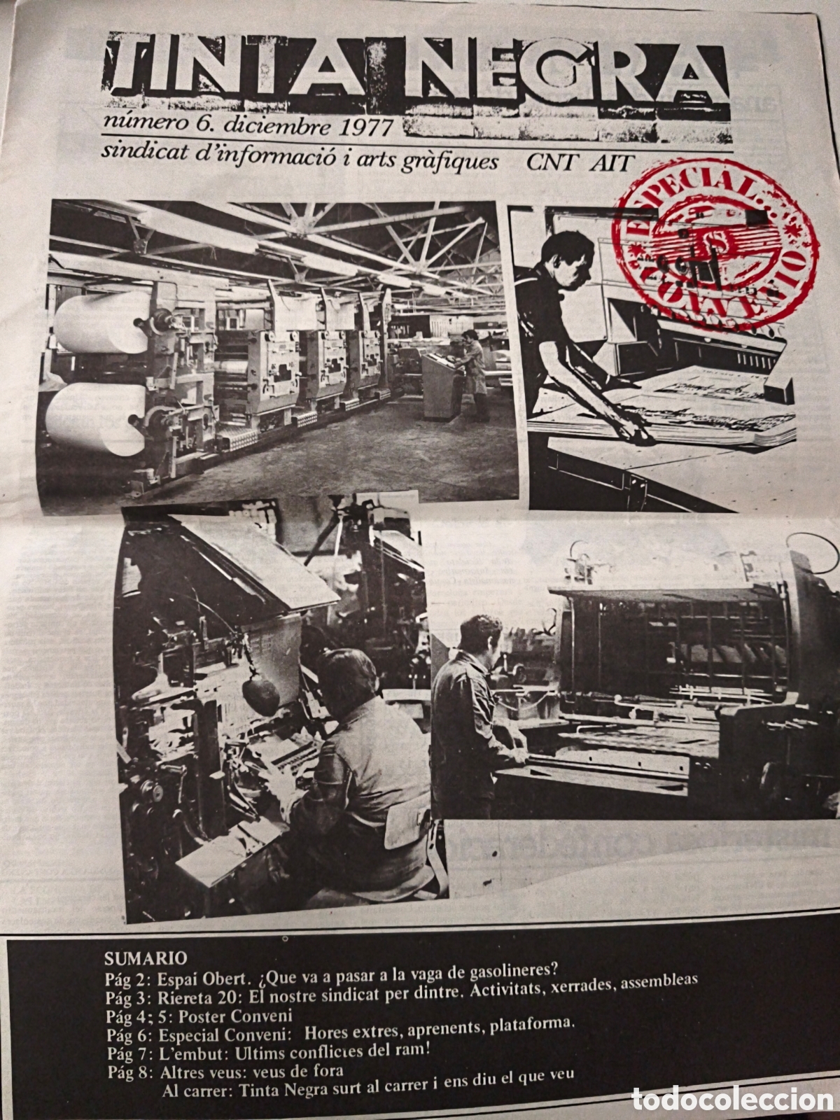 Colecionismo de Revistas e Jornais: Peri&oacute;dico Tinta Negra. Diciembre 1977.