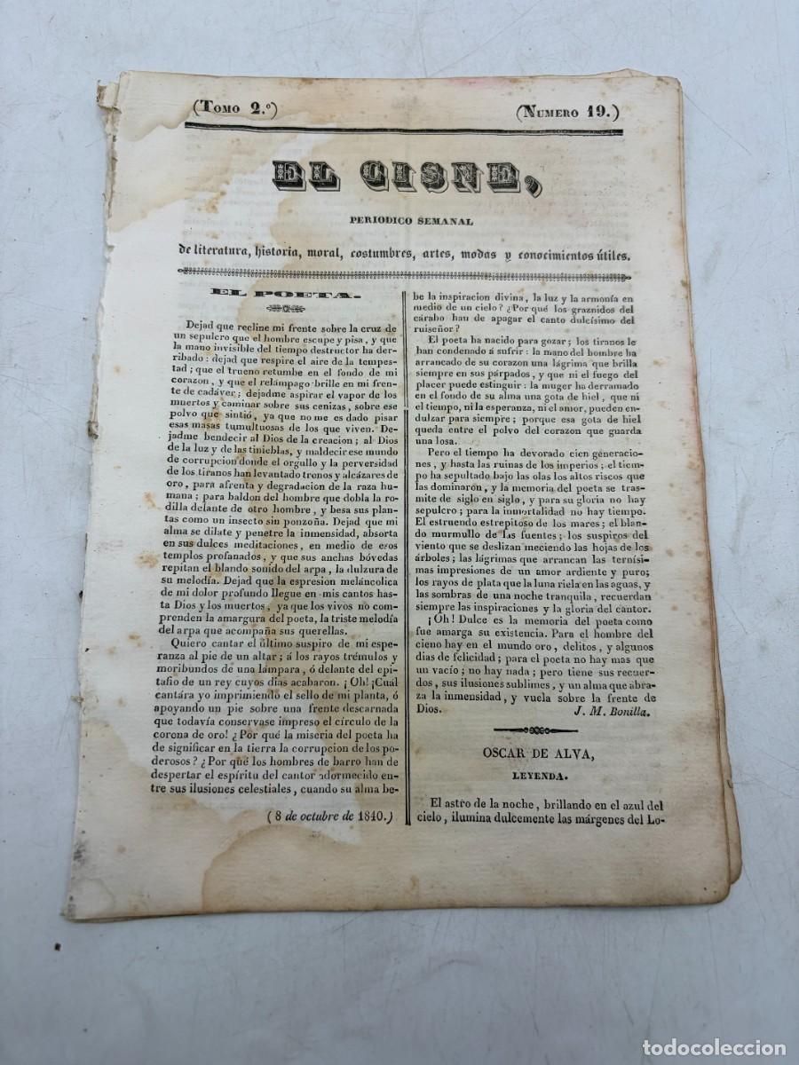 Coleccionismo de revistas y peri&oacute;dicos: EL CISNE &ndash; PERI&Oacute;DICO SEMANAL &ndash; N&ordm; 19 &ndash; TOMO II &ndash; VALENCIA 1840 &ndash; LORD BYRON Y GRABADO ALGONQUINOS