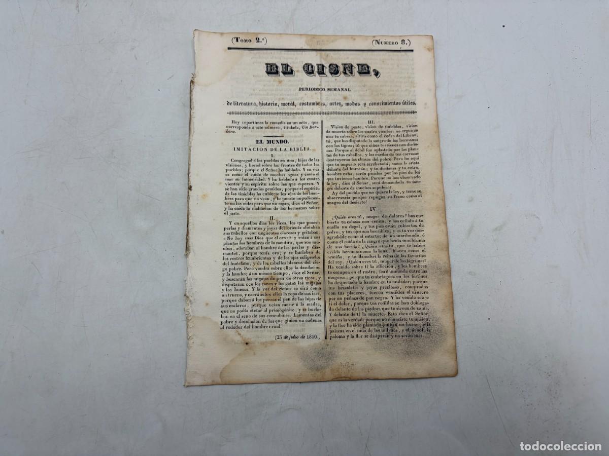 Coleccionismo de revistas y peri&oacute;dicos: EL CISNE &ndash; PERI&Oacute;DICO SEMANAL &ndash; N&ordm; 8 &ndash; TOMO II &ndash; VALENCIA 1840 &ndash; MANUEL MONTESINOS Y MARIANA PINEDA