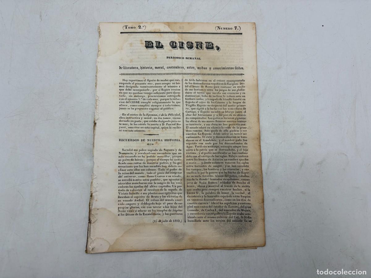 Coleccionismo de revistas y peri&oacute;dicos: EL CISNE &ndash; PERI&Oacute;DICO SEMANAL &ndash; N&ordm; 7 &ndash; TOMO II &ndash; VALENCIA 1840 &ndash; FIGUR&Iacute;N DE MODAS Y VICENTE BOIX