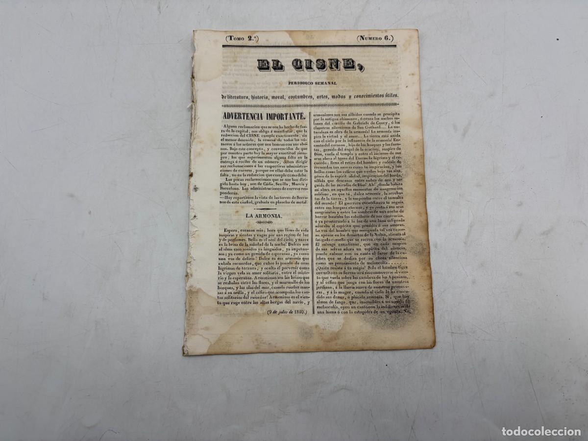 Coleccionismo de revistas y peri&oacute;dicos: EL CISNE &ndash; PERI&Oacute;DICO SEMANAL &ndash; N&ordm; 6 &ndash; TOMO II &ndash; VALENCIA 1840 &ndash; TORRES DE SERRANOS Y ESPRONCEDA