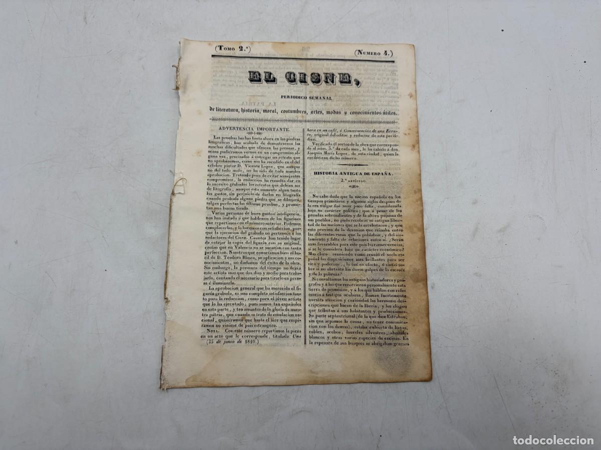 Coleccionismo de revistas y peri&oacute;dicos: EL CISNE &ndash; PERI&Oacute;DICO SEMANAL &ndash; N&ordm; 4 &ndash; TOMO II &ndash; VALENCIA 1840 &ndash; LUXOR, ROSSINI Y ALEJANDRO DUMAS