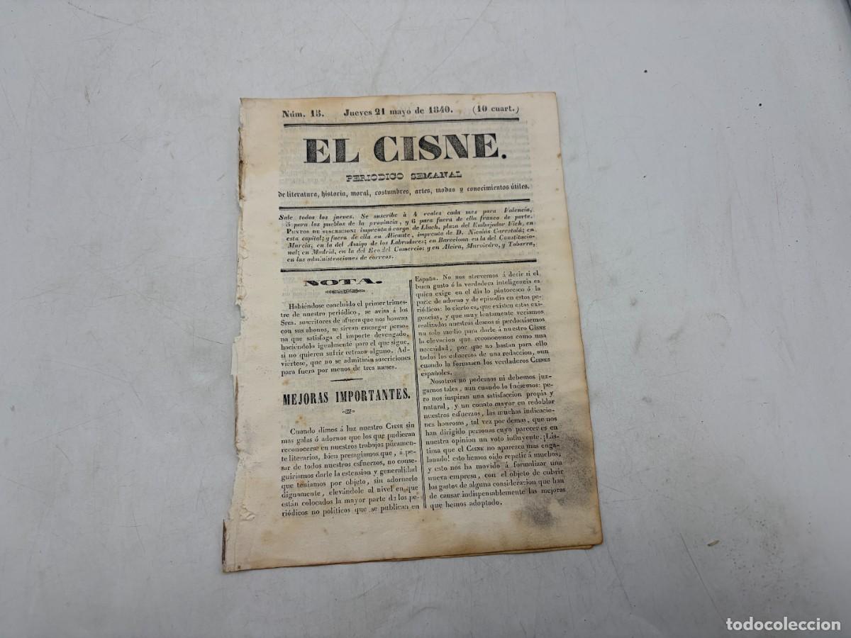 Collezionismo di Riviste e Giornali: EL CISNE &ndash; PERI&Oacute;DICO SEMANAL &ndash; N&ordm; 15 &ndash; TOMO I &ndash; VALENCIA 1840 &ndash; LADY JANE GREY Y PAUL DELAROCHE
