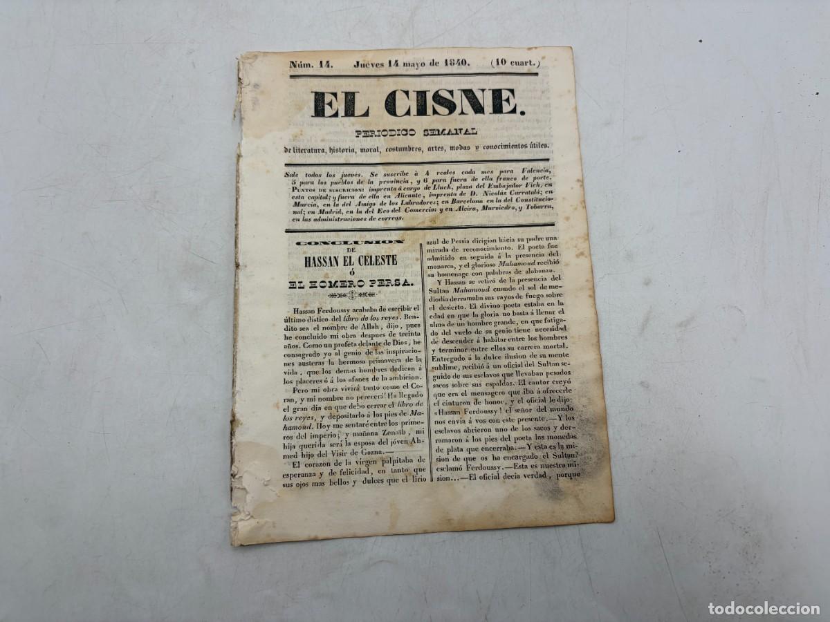 Collezionismo di Riviste e Giornali: EL CISNE &ndash; PERI&Oacute;DICO SEMANAL &ndash; N&ordm; 14 &ndash; TOMO I &ndash; VALENCIA 1840 &ndash; HASSAN EL CELESTE Y MODAS DE MADRID