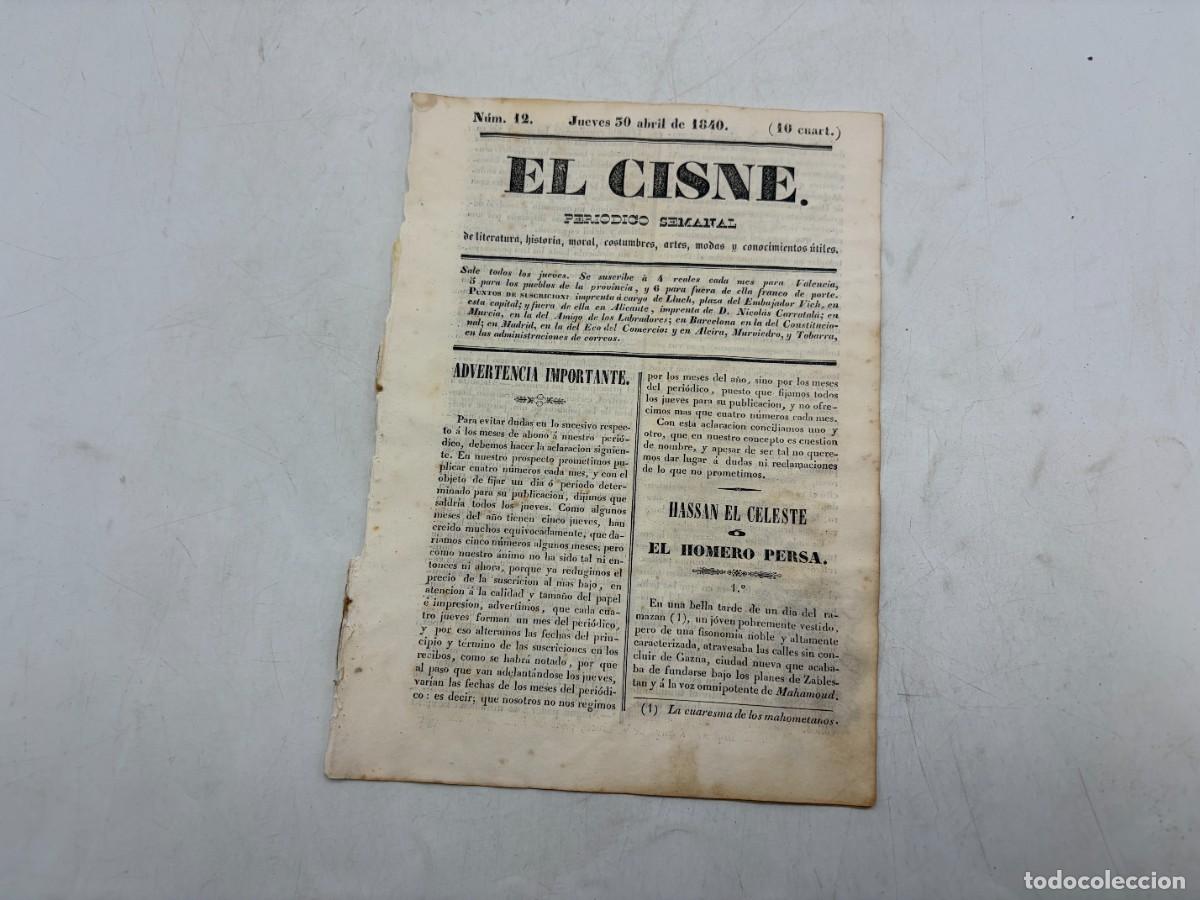 Collezionismo di Riviste e Giornali: EL CISNE &ndash; PERI&Oacute;DICO SEMANAL &ndash; N&ordm; 12 &ndash; TOMO I &ndash; VALENCIA 1840 &ndash; HASSAN EL CELESTE Y LA HERMOSA CAVA