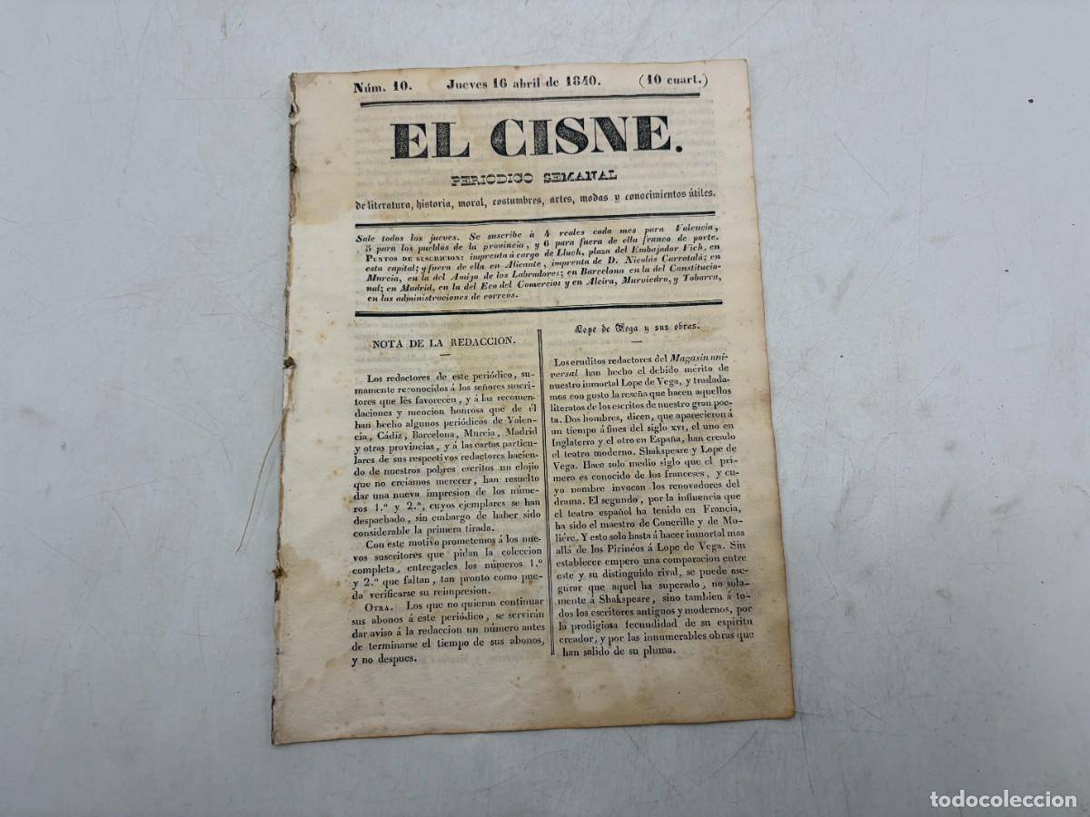 Collezionismo di Riviste e Giornali: EL CISNE &ndash; PERI&Oacute;DICO SEMANAL &ndash; N&ordm; 10 &ndash; TOMO I &ndash; VALENCIA 1840 &ndash; LOPE DE VEGA Y RUINA DE CARTAGO