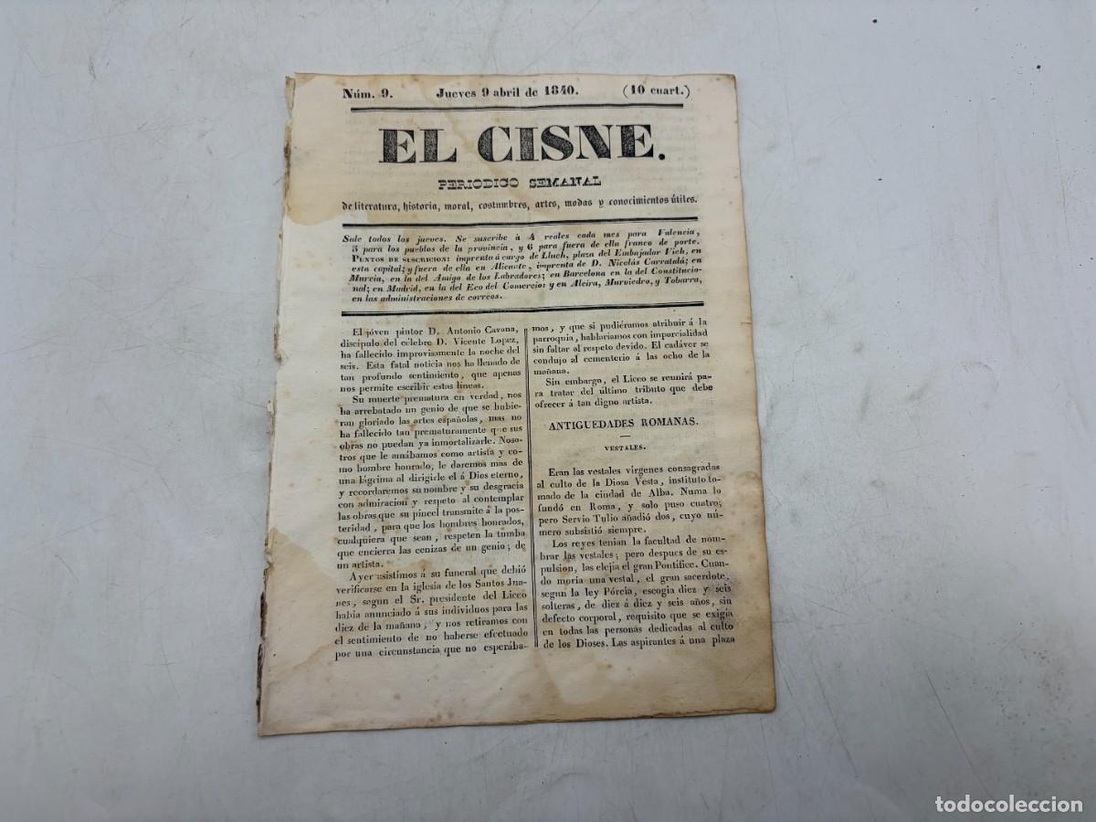 Coleccionismo de revistas y peri&oacute;dicos: EL CISNE &ndash; PERI&Oacute;DICO SEMANAL &ndash; N&ordm; 9 &ndash; TOMO I &ndash; VALENCIA 1840 &ndash; VESTALES, GIB&Oacute;N Y LUCIA DI LAMMERMOOR