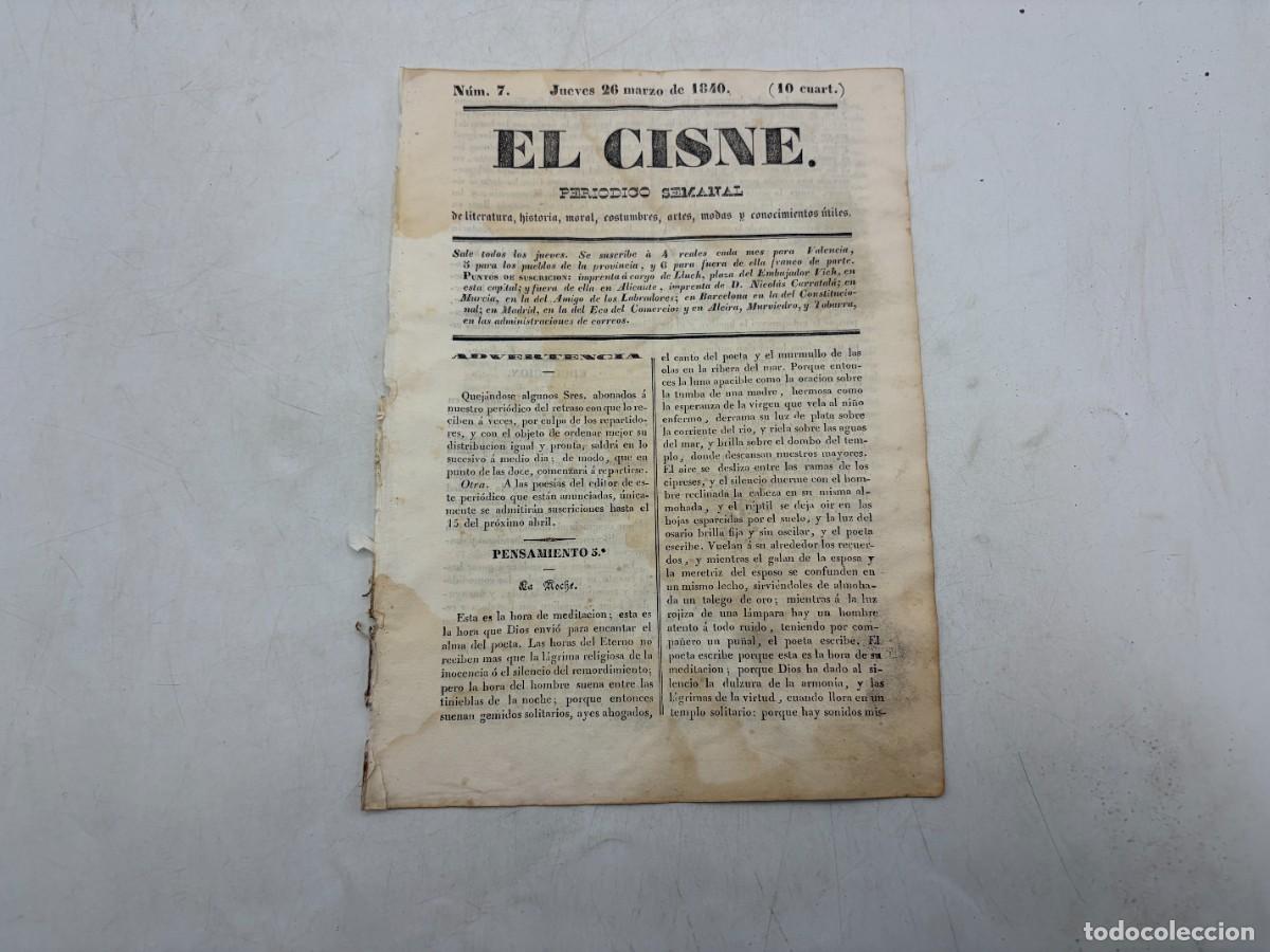 Coleccionismo de revistas y peri&oacute;dicos: EL CISNE &ndash; PERI&Oacute;DICO SEMANAL &ndash; N&ordm; 7 &ndash; TOMO I &ndash; VALENCIA 1840 &ndash; PALACIO FARNESE Y COSTUMBRES DE PAR&Iacute;S