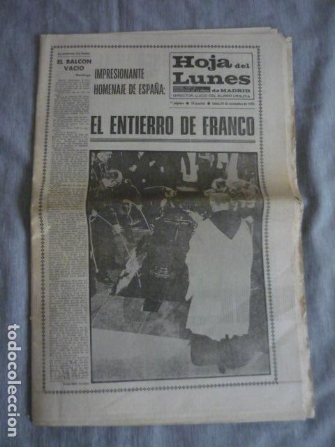 Collectionnisme de Revues et Journaux: PERIODICO HOJA DEL LUNES ENTIERRO DE FRANCO 1975