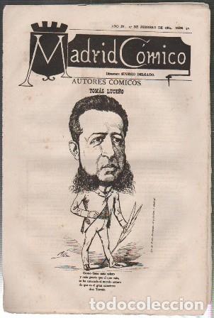 Coleccionismo de revistas y peri&oacute;dicos: REVISTA MADRID COMICO A&Ntilde;O IV - 17 FEBRERO 1884 N&ordm; 52 (TOMAS LUCE&Ntilde;O) - A-REV-3105