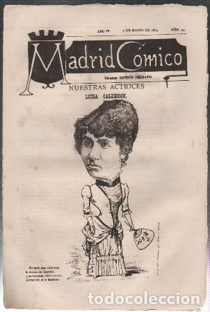 Coleccionismo de revistas y peri&oacute;dicos: REVISTA MADRID COMICO A&Ntilde;O IV - 2 MARZO 1884 N&ordm; 54 (LUISA CALDERON) - A-REV-3107