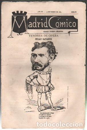Coleccionismo de revistas y peri&oacute;dicos: REVISTA MADRID COMICO A&Ntilde;O IV - 9 MARZO 1884 N&ordm; 54 JULIAN GAYARRE) - A-REV-3108