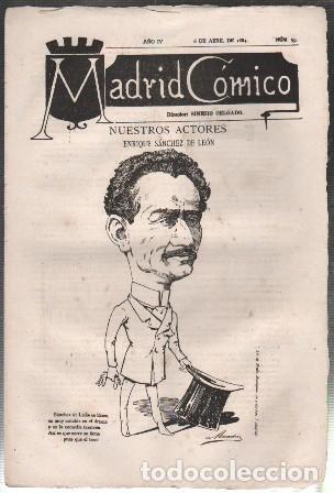 Coleccionismo de revistas y peri&oacute;dicos: REVISTA MADRID COMICO A&Ntilde;O IV - 6 ABRIL 1884 N&ordm; 59 (ENRIQUE SANCHEZ DE LEON) - A-REV-3112