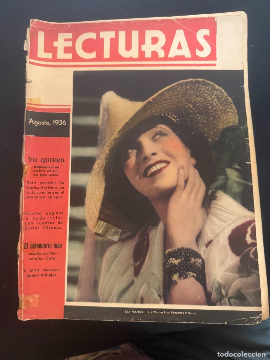 Collection Magazines and Newspapers: REVISTA LECTURAS, AGOSTO 1936, N&ordm; 183 ( KAY FRANCIS EN PORTADA ). NOTICIAS CINE, NOVELAS, ETC. TIEN