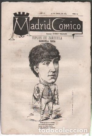 Coleccionismo de revistas y peri&oacute;dicos: REVISTA MADRID COMICO A&Ntilde;O IV - 27 ABRIL 1884 N&ordm; 62 (GABRIELA ROCA) - A-REV-3114