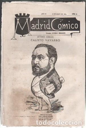 Coleccionismo de revistas y peri&oacute;dicos: REVISTA MADRID COMICO A&Ntilde;O IV - 18 MAYO 1884 N&ordm; 65 (CALIXTO NAVARRO) - A-REV-3117