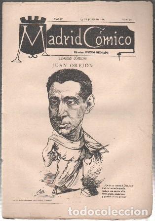 Coleccionismo de revistas y peri&oacute;dicos: REVISTA MADRID COMICO A&Ntilde;O IV - 13 DE JULIO 1884 N&ordm; 73 (JUAN OREJON) - A-REV-3122