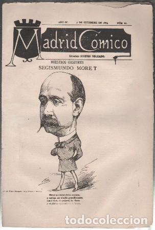 Coleccionismo de revistas y peri&oacute;dicos: REVISTA MADRID COMICO A&Ntilde;O IV - 7 DE SETIEMBRE 1884 N&ordm; 81 (SEGISMUNDO MORET) - A-REV-3123