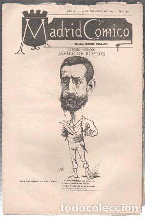 Coleccionismo de revistas y peri&oacute;dicos: REVISTA MADRID COMICO A&Ntilde;O IV - 23 DE NOVIEMBRE 1884 N&ordm; 92 (JAVIER DE BURGOS) - A-REV-3132