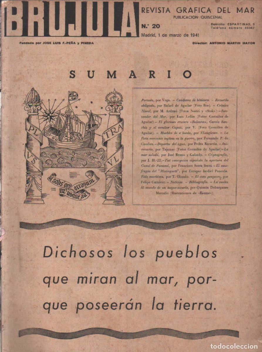 Colecionismo de Revistas e Jornais: BRUJULA. LA REVISTA GR&Aacute;FICA DEL MAR N&ordm;. 20 FEBRERO 1941. A-MNAV-1288