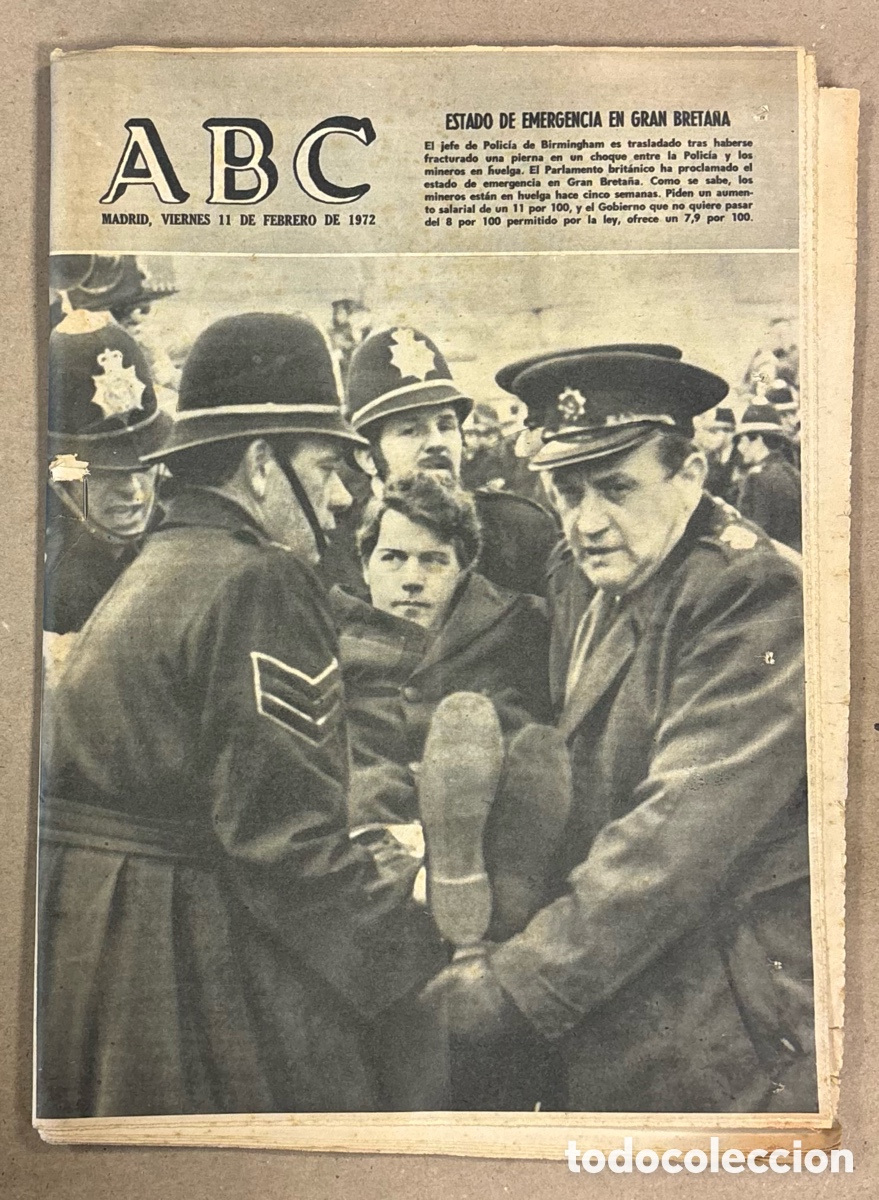 Coleccionismo de revistas y peri&oacute;dicos: ABC (11 FEBRERO 1972) MINEROS EN HUELGA ESTADO EMERGENCIA GRAN BRETA&Ntilde;A, ESCRITORES RUSOS