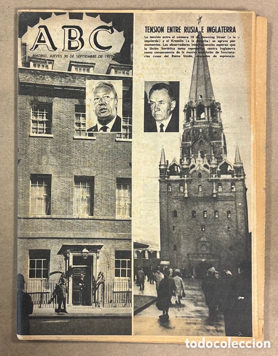 Coleccionismo de revistas y peri&oacute;dicos: ABC (30 SEPTIEMBRE 1971) TENSI&Oacute;N RUSIA - INGLATERRA ESPIONAJE, VALENCIA COPA DE EUROPA E&Ntilde;IMINA AL H