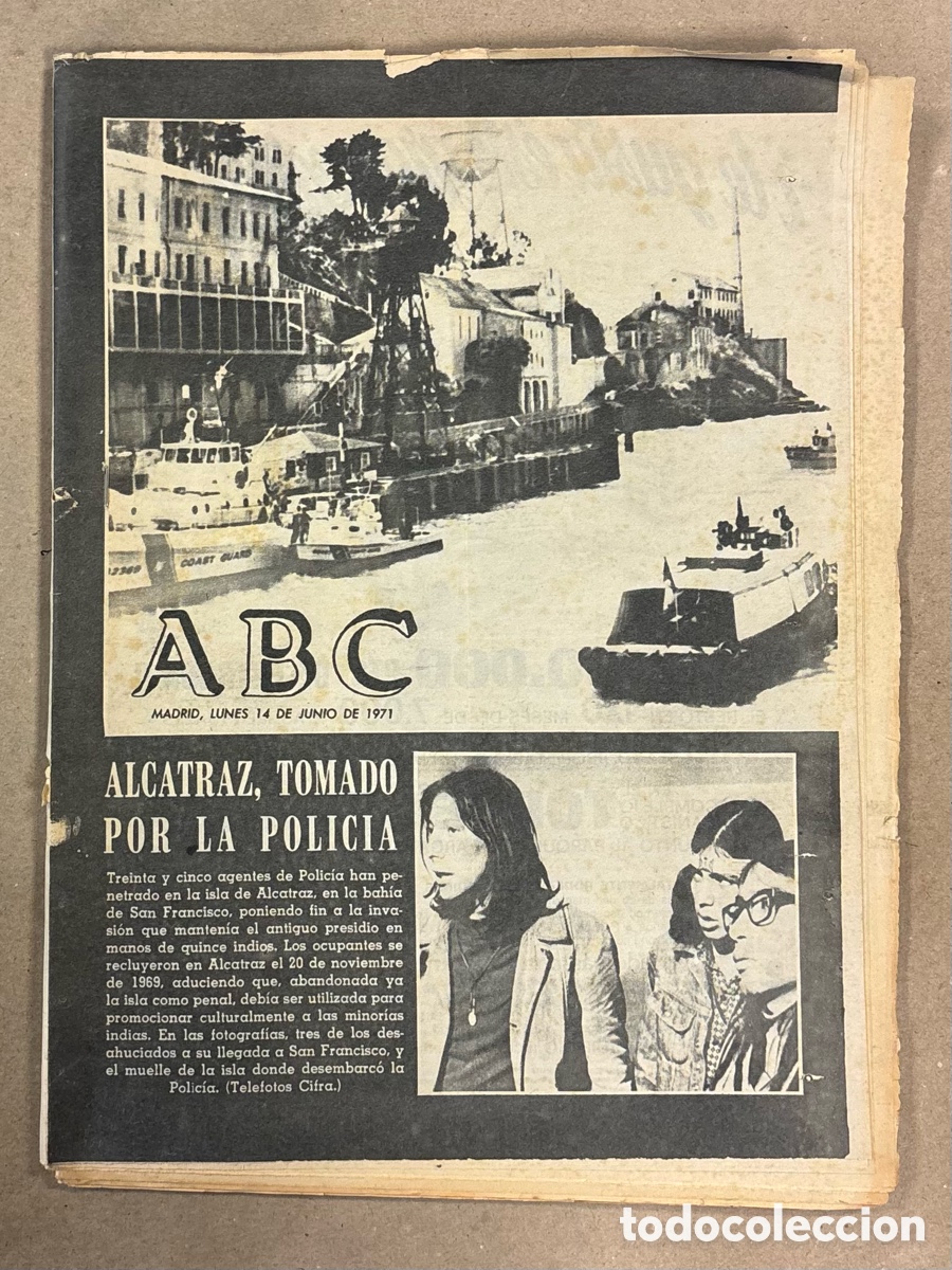 Coleccionismo de revistas y peri&oacute;dicos: ABC (14 JUNIO 1971) ALCATRAZ TOMADO POR POLIC&Iacute;A TRAS INVASI&Oacute;N INDIOS, ATL&Eacute;TICO 4-0 REAL SOCIEDAD,,,,