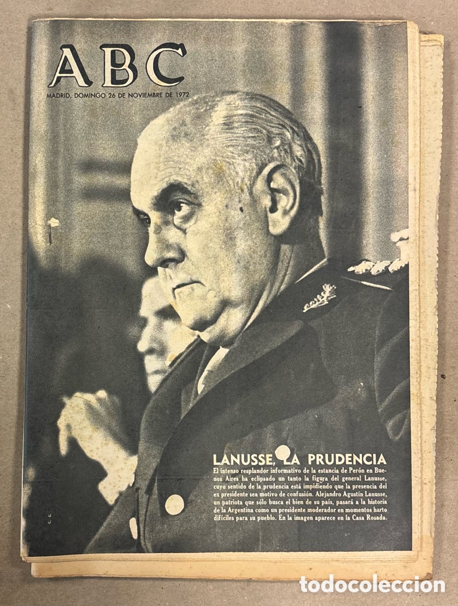 Coleccionismo de revistas y peri&oacute;dicos: ABC (26 NOVIEMBRE 1972) LANUSSE - PER&Oacute;N, MARISOL I FESTIVAL CANCI&Oacute;N IBEROAMERICANA, BOTADURA SESTAO
