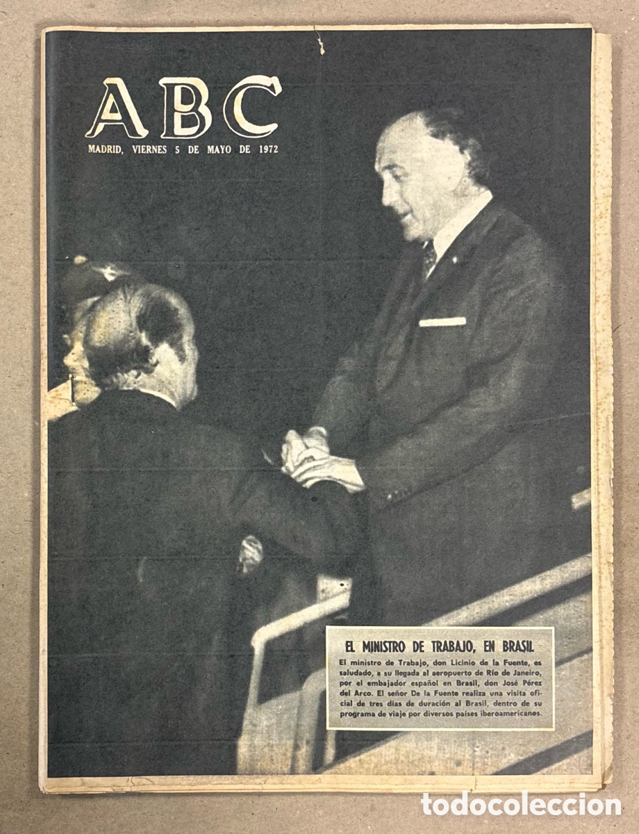 Coleccionismo de revistas y peri&oacute;dicos: ABC (5 MAYO 1972) MINISTRO TRABAJO EN BRASIL, JOS&Eacute; SAMITIER FALLECIDO EN BARCELONA, TORRE VALENCIA P