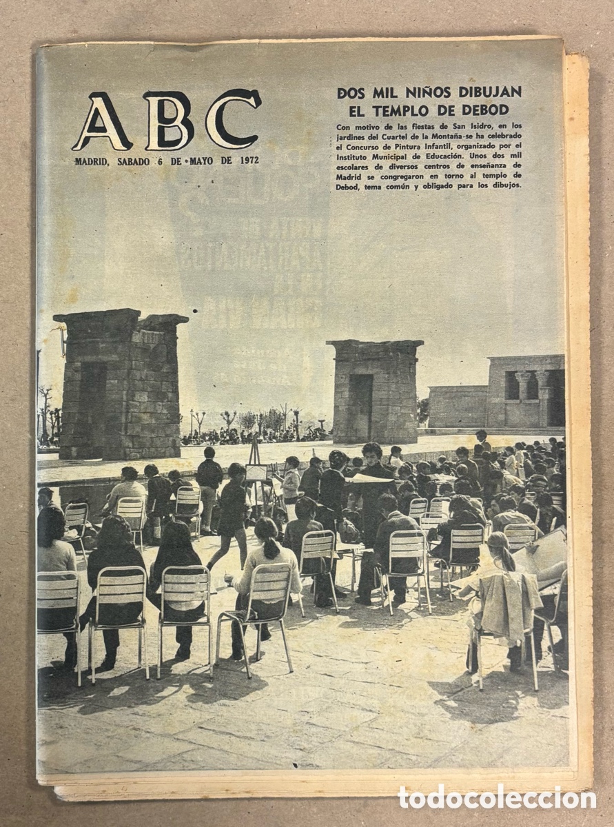 Coleccionismo de revistas y peri&oacute;dicos: ABC (6 MAYO 1972) NI&Ntilde;OS DIBUJAN TEMPLO DE DEBOD, DESPEDIDA AL PORTERO JOS&Eacute; SAMITIER,