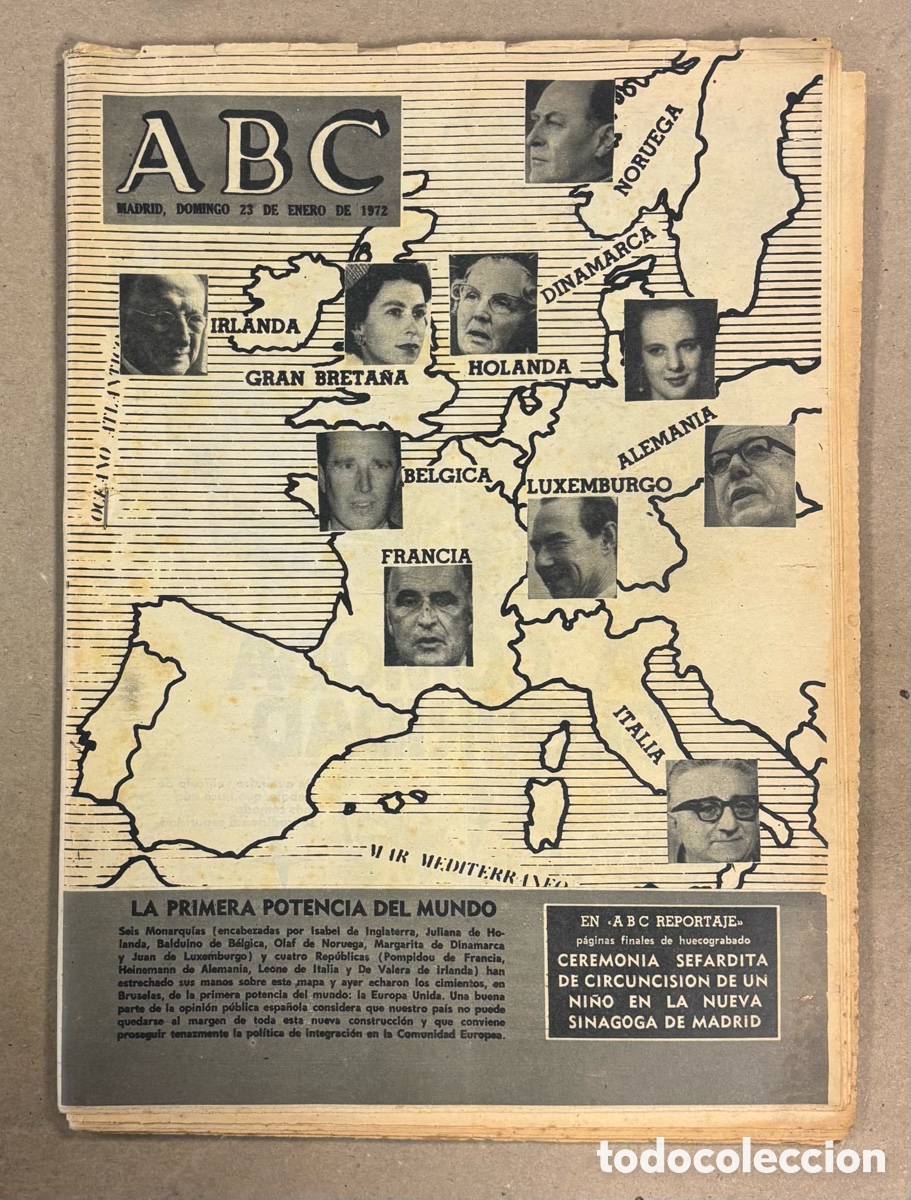 Coleccionismo de revistas y peri&oacute;dicos: ABC (23 ENERO 1972) CREACI&Oacute;N DE LA UNI&Oacute;N EUROPEA, ATL&Eacute;TICO - CELTA, SINAGOGA MADRID CIRCUNCISI&Oacute;N, PA