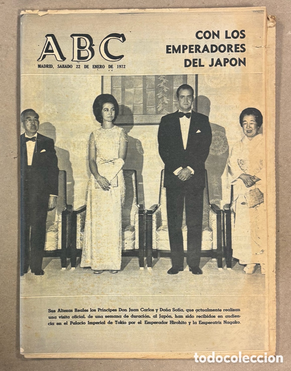 Coleccionismo de revistas y peri&oacute;dicos: ABC (22 ENERO 1972) VISITA PR&Iacute;NCIPES A JAP&Oacute;N, SECUESTRO LORENZO ZABALA, MARY FRANCIS, ARANJUEZ,