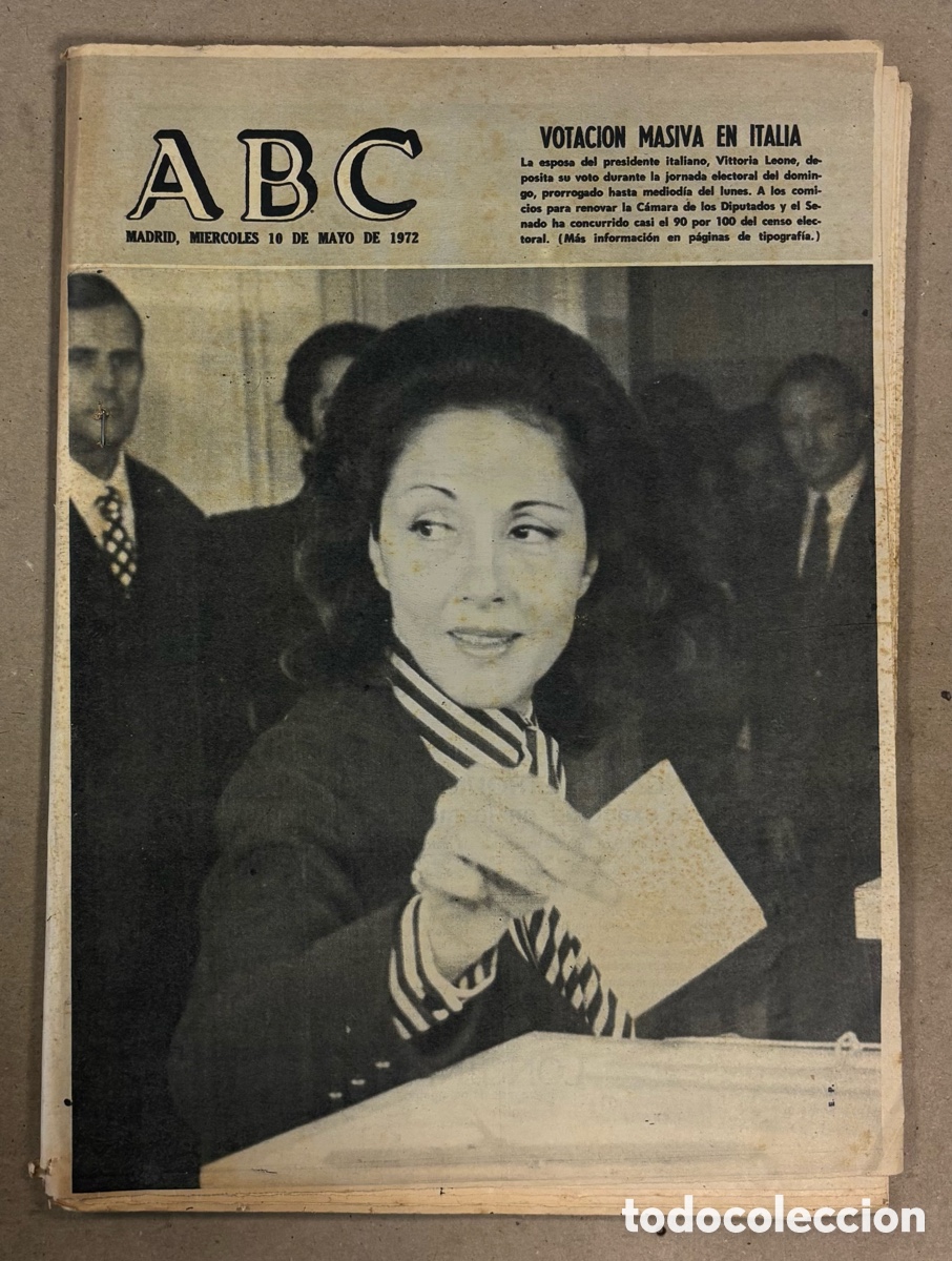 Coleccionismo de revistas y peri&oacute;dicos: ABC (10 MAYO 1972) ELECCIONES ITALIA, GIRALDA, GUERRA VIETNAM, BOXEO LUIS AISA, ANTONIO VALDIVIESO