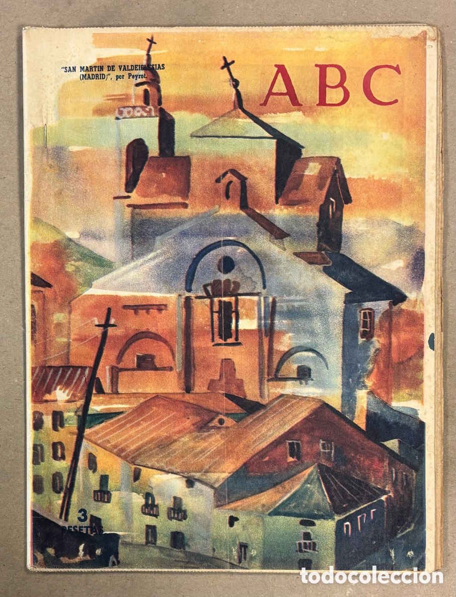 Coleccionismo de revistas y peri&oacute;dicos: ABC (6 AGOSTO 1961) &ldquo;SAN MART&Iacute;N DE VALDEPE&Ntilde;AS&rdquo; POR PEYROT, FESTIVAL PELOTA VASCA EN HONOR FRANCO