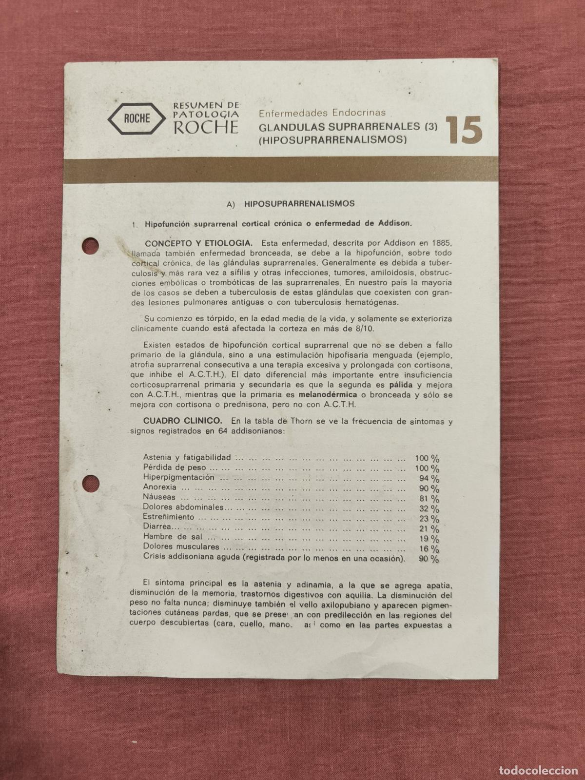 Sammeln von Zeitschriften und Zeitungen: Folleto Resumen de Patolog&iacute;a Roche N&ordm; 15 &ndash; Suprarrenales 3: Hiposuprarrenalismos