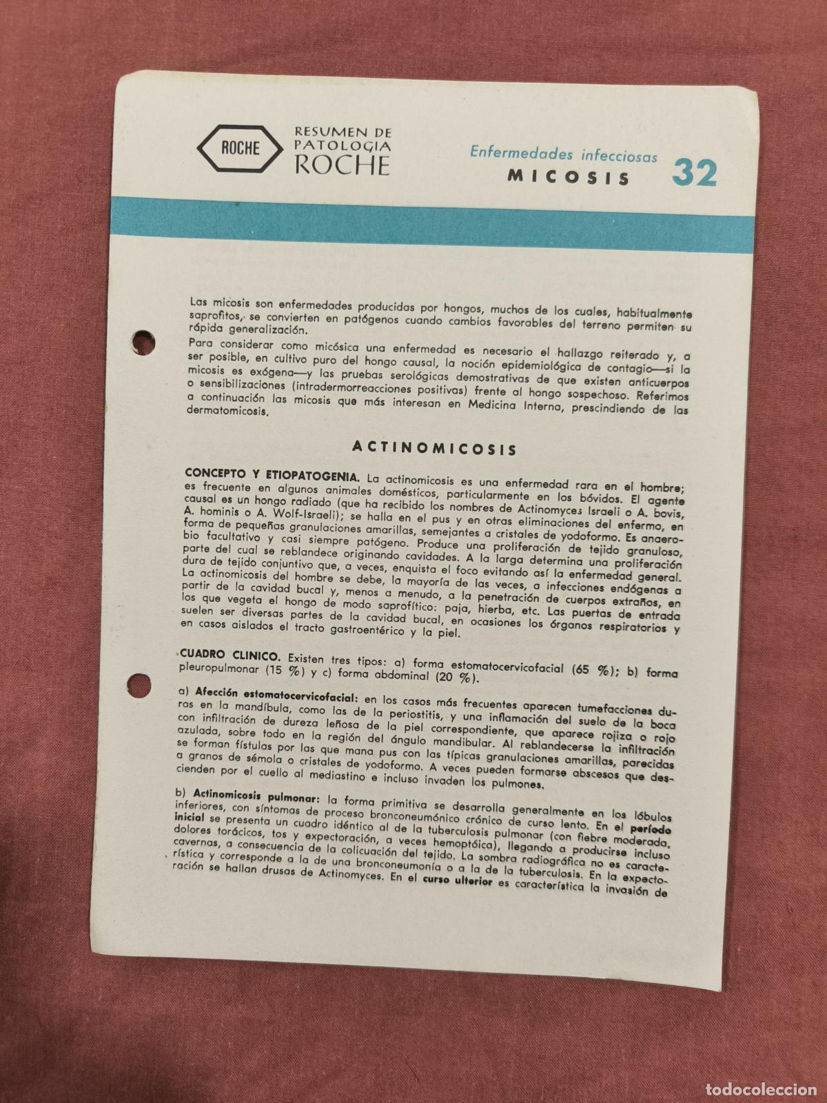 Sammeln von Zeitschriften und Zeitungen: Folleto Resumen de Patolog&iacute;a Roche N&ordm; 32 &ndash; Enfermedades Infecciosas: Micosis