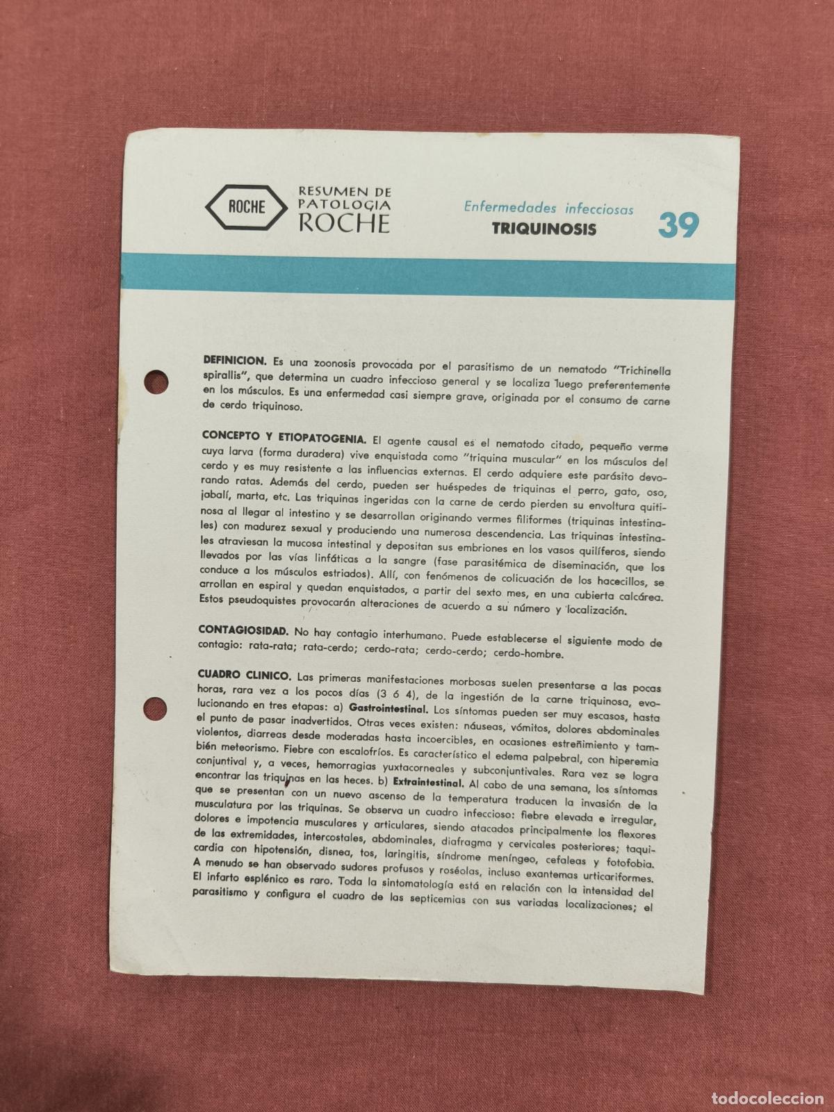 Collectionnisme de Revues et Journaux: Folleto Resumen de Patolog&iacute;a Roche N&ordm; 39 &ndash; Enfermedades Infecciosas: Triquinosis