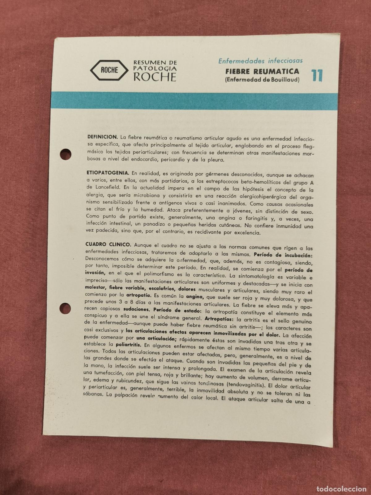 Collectionnisme de Revues et Journaux: Folleto Resumen de Patolog&iacute;a Roche N&ordm; 11 &ndash; Infecciosas: Fiebre Reum&aacute;tica